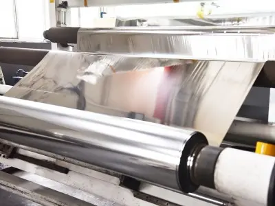 Close-up of advanced Vacuum Metallizer Machines in production facility