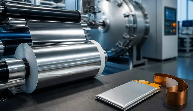 metallized film for battery current collectors